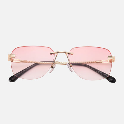 Rimless Square Sunglasses with Metal Frame and Gradient Lenses