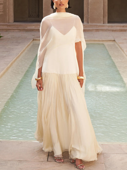 Women's Flowy Maxi Dress with Scarf Detail