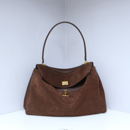 Structured Suede Shoulder Bag