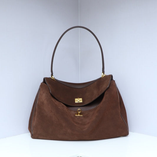 Structured Suede Shoulder Bag