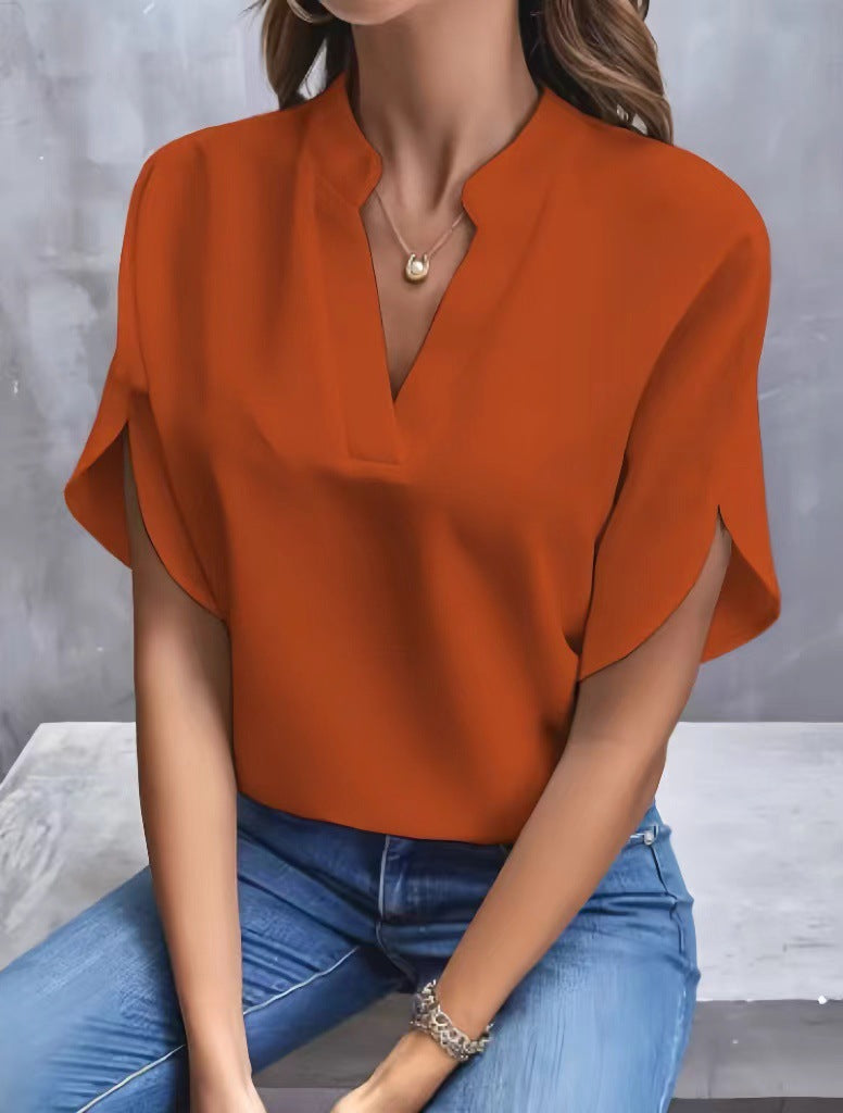 Split Sleeve V-Neck Blouse