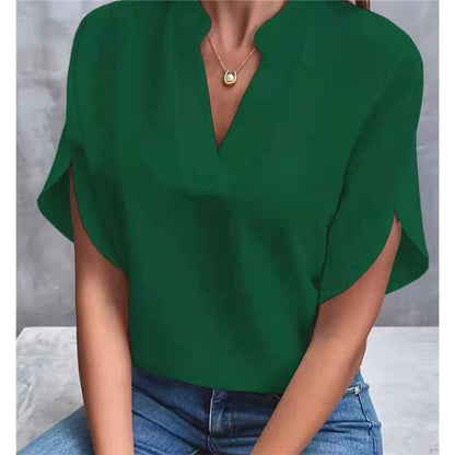 Split Sleeve V-Neck Blouse