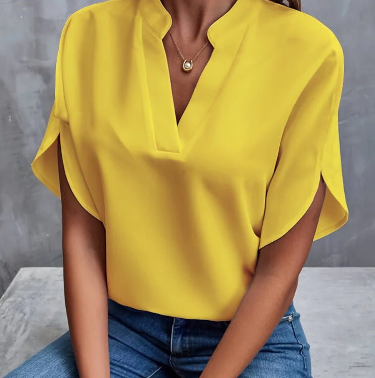 Split Sleeve V-Neck Blouse