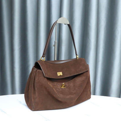 Structured Suede Shoulder Bag