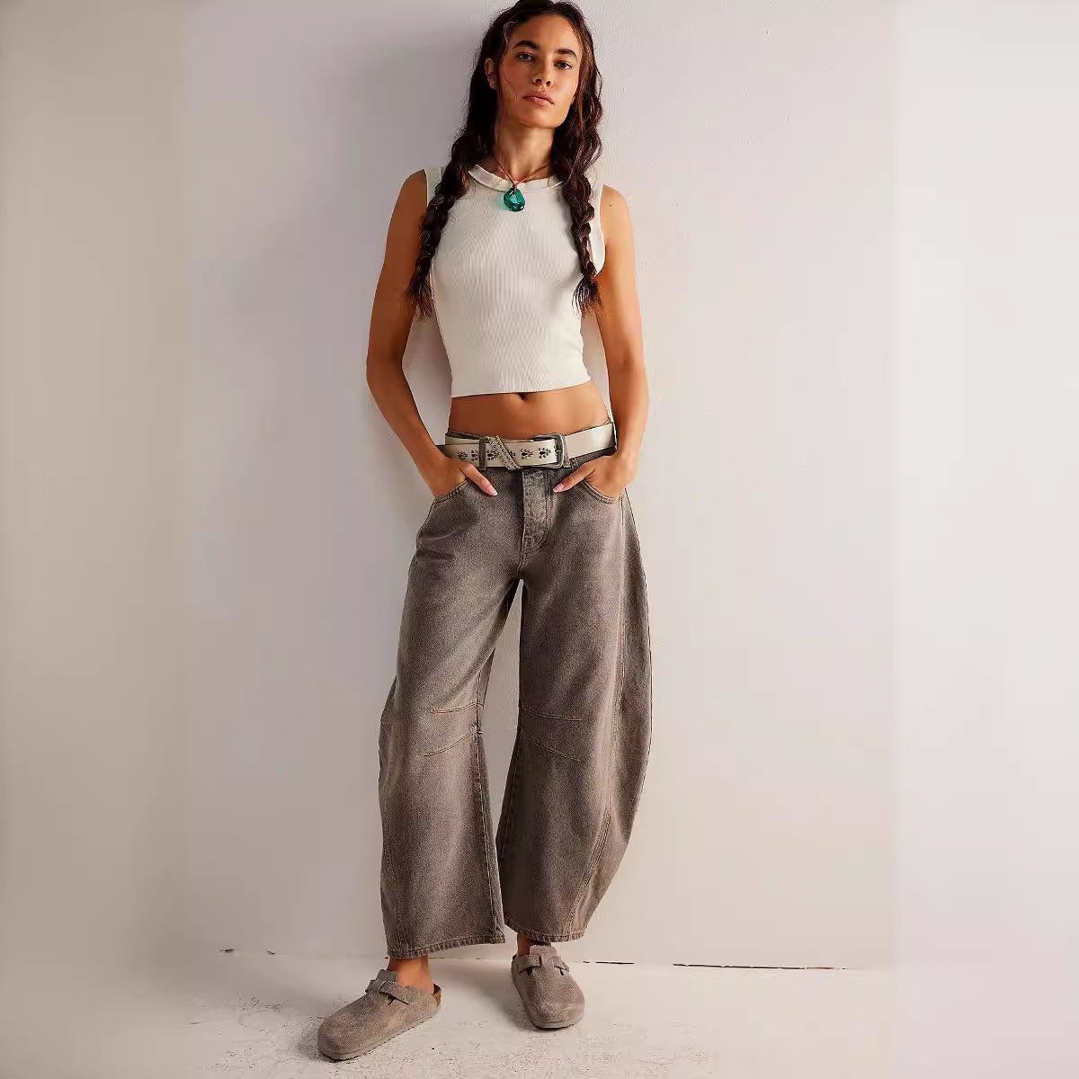Wide-Leg Leopard Print Pants
