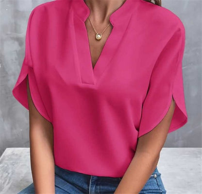 Split Sleeve V-Neck Blouse