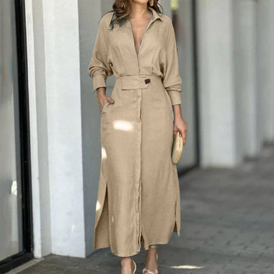 Belted Shirt Maxi Dress