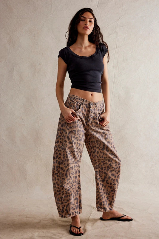 Wide-Leg Leopard Print Pants