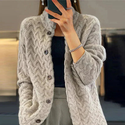 Button-Front Wool-Blend Cardigan