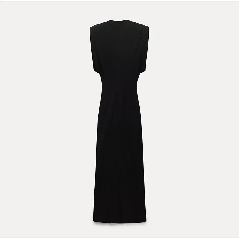 Women's Sleeveless High-Neck Midi Bodycon Dress