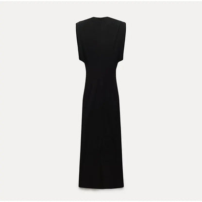 Women's Sleeveless High-Neck Midi Bodycon Dress