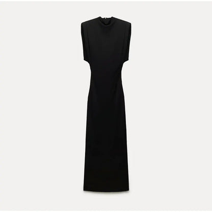 Women's Sleeveless High-Neck Midi Bodycon Dress