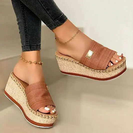 Braided Platform Slide Sandals