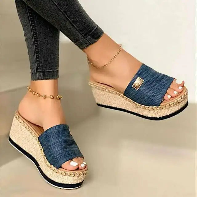 Braided Platform Slide Sandals