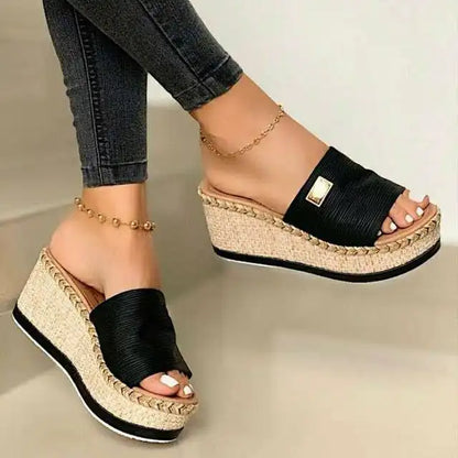 Braided Platform Slide Sandals