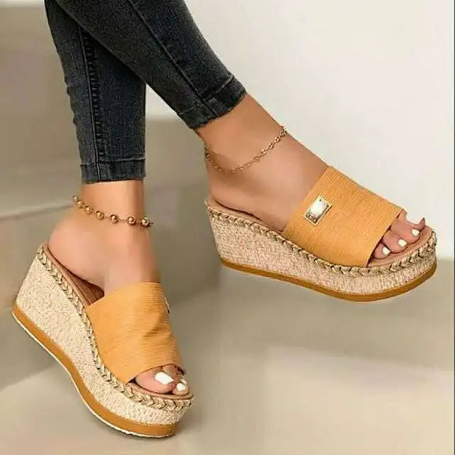 Braided Platform Slide Sandals