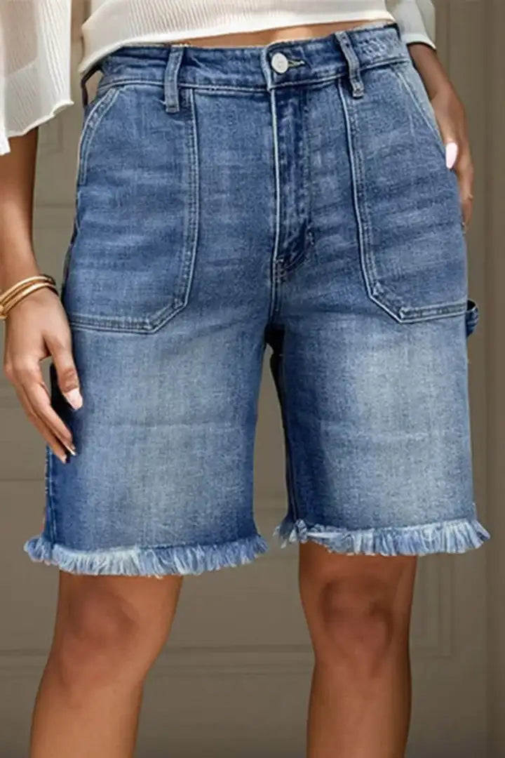 Straight-Cut Denim Shorts