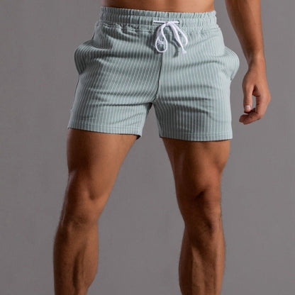 Vertical Stripe Drawstring Shorts