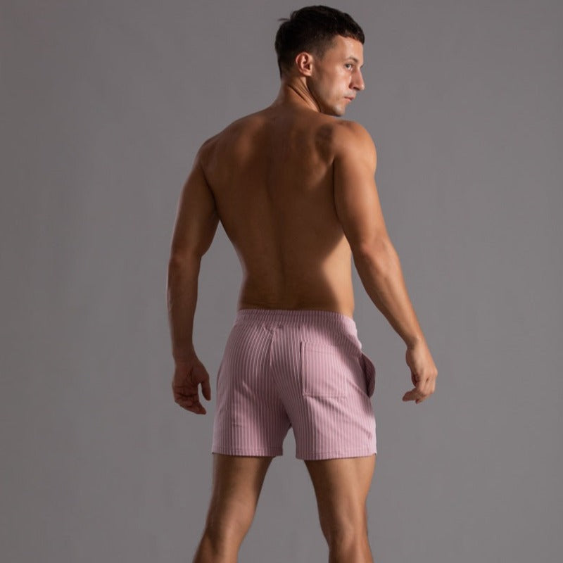 Vertical Stripe Drawstring Shorts