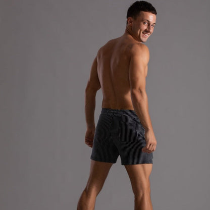 Vertical Stripe Drawstring Shorts