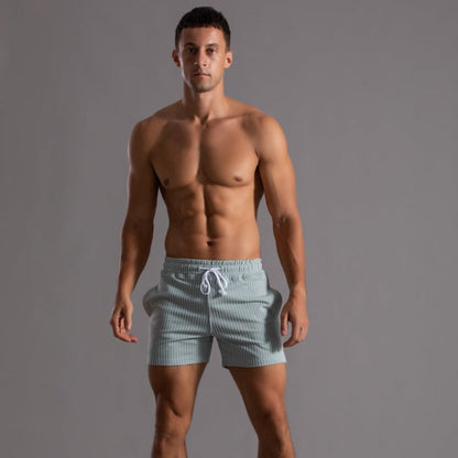 Vertical Stripe Drawstring Shorts