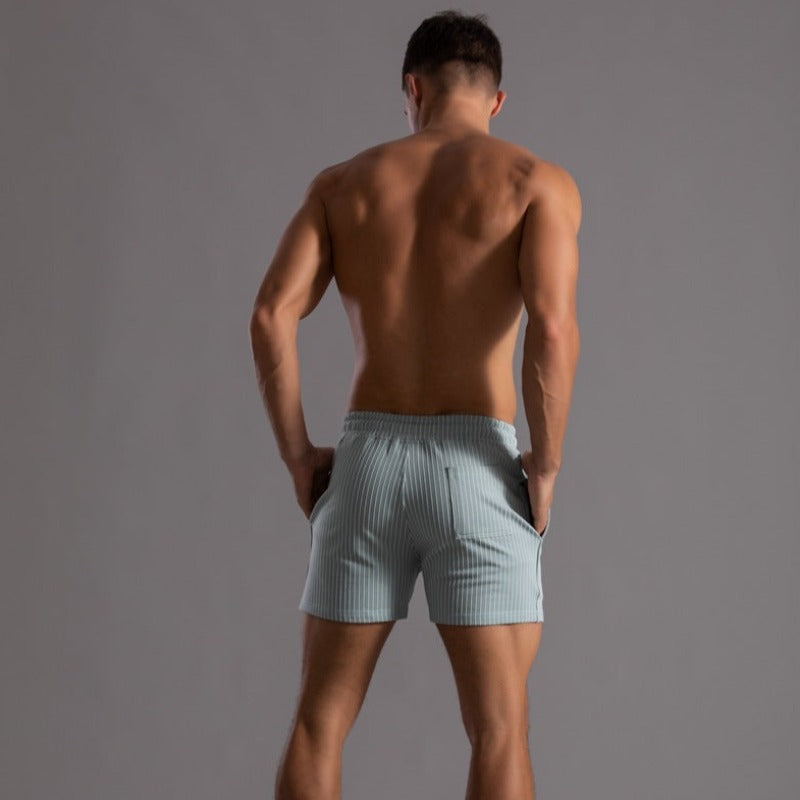 Vertical Stripe Drawstring Shorts
