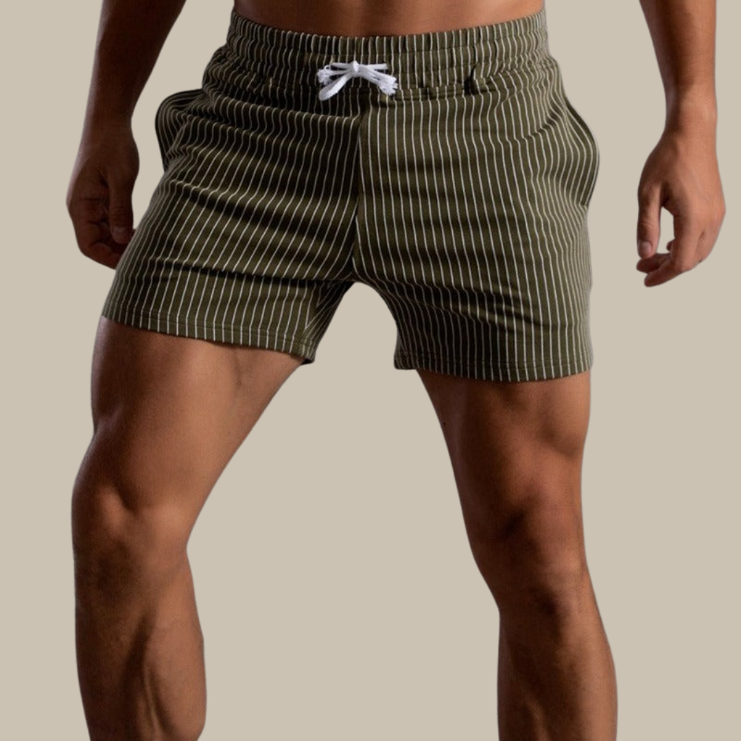 Vertical Stripe Drawstring Shorts
