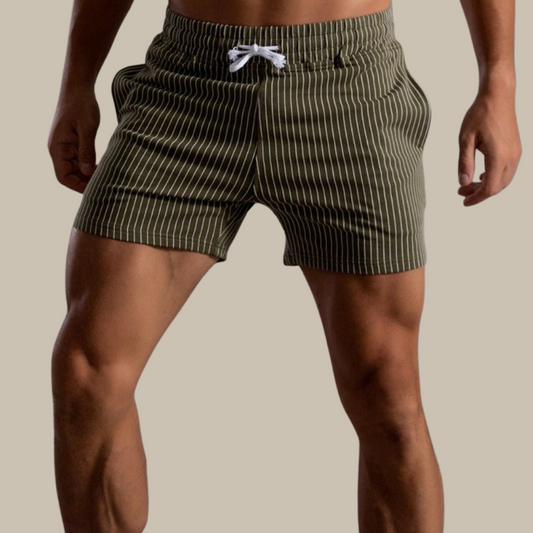 Vertical Stripe Drawstring Shorts