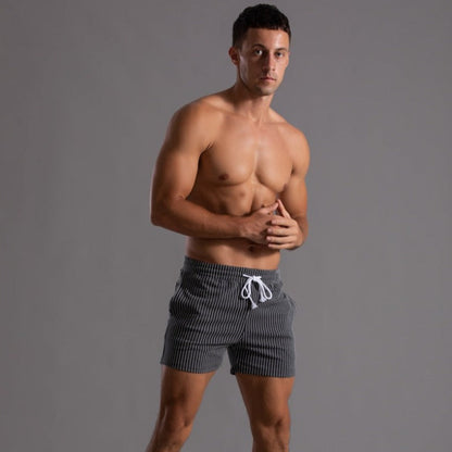 Vertical Stripe Drawstring Shorts