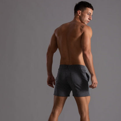 Vertical Stripe Drawstring Shorts