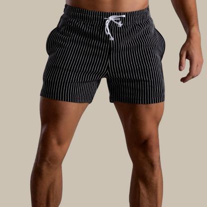 Vertical Stripe Drawstring Shorts
