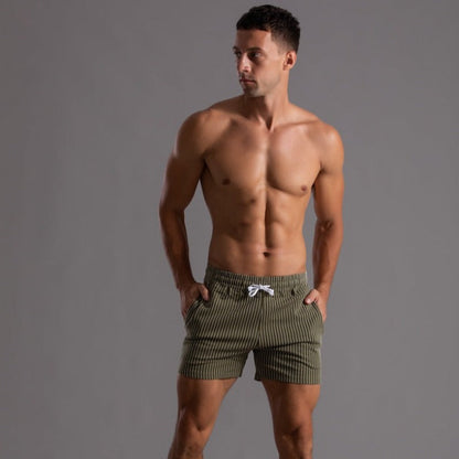 Vertical Stripe Drawstring Shorts