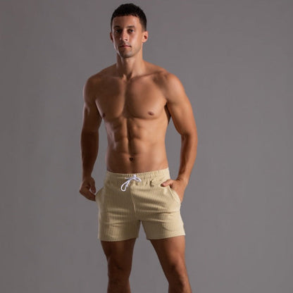 Vertical Stripe Drawstring Shorts