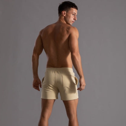 Vertical Stripe Drawstring Shorts