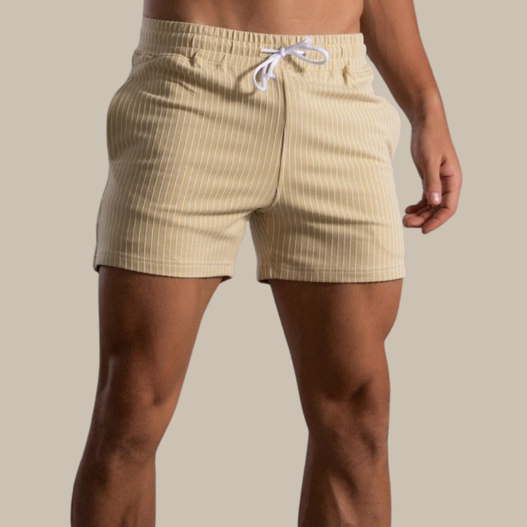Vertical Stripe Drawstring Shorts
