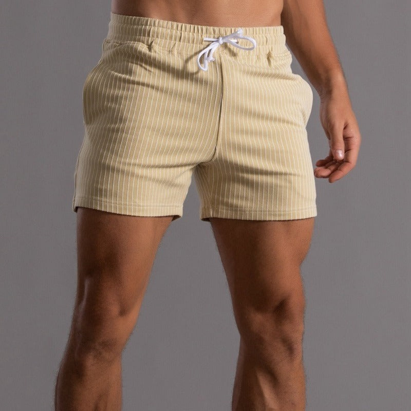 Vertical Stripe Drawstring Shorts