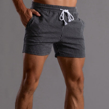 Vertical Stripe Drawstring Shorts