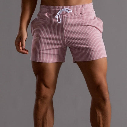 Vertical Stripe Drawstring Shorts