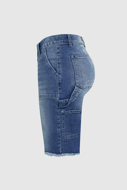 Straight-Cut Denim Shorts