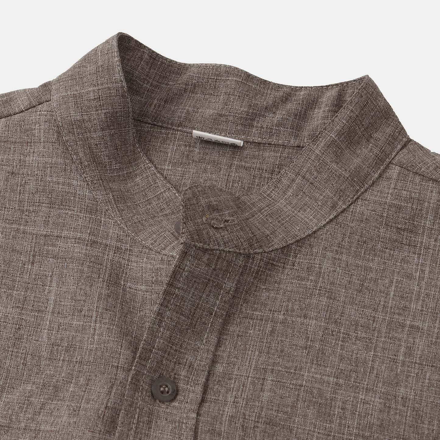 Mandarin Collar Short-Sleeve Shirt