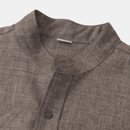 Mandarin Collar Short-Sleeve Shirt