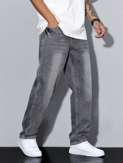 Straight-Leg Washed Jeans