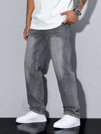Straight-Leg Washed Jeans