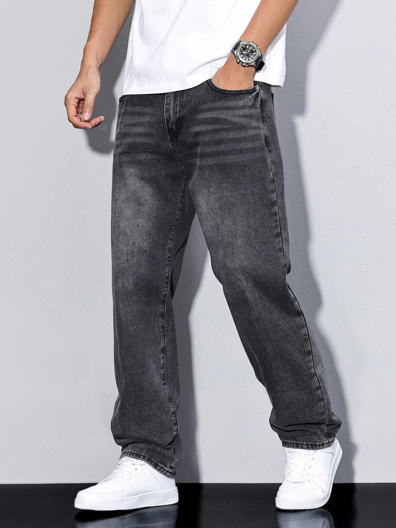 Straight-Leg Washed Jeans