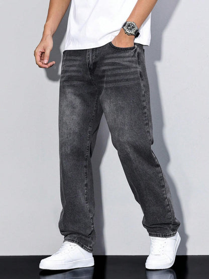 Straight-Leg Washed Jeans