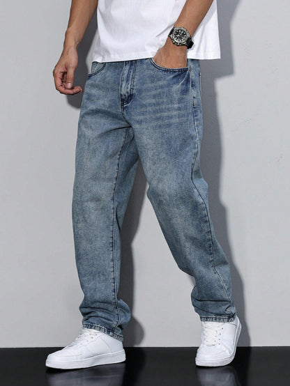 Straight-Leg Washed Jeans