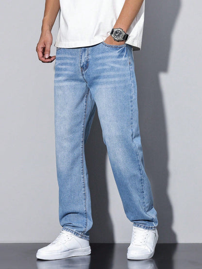 Straight-Leg Washed Jeans