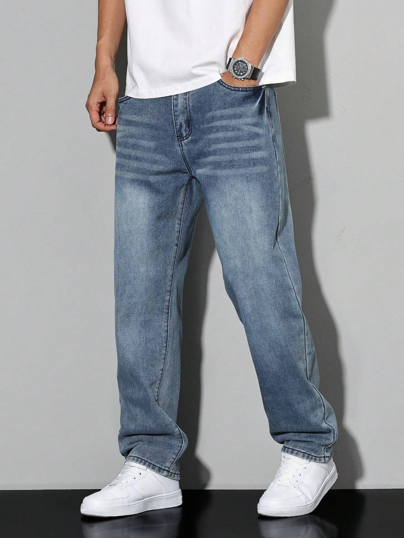 Straight-Leg Washed Jeans