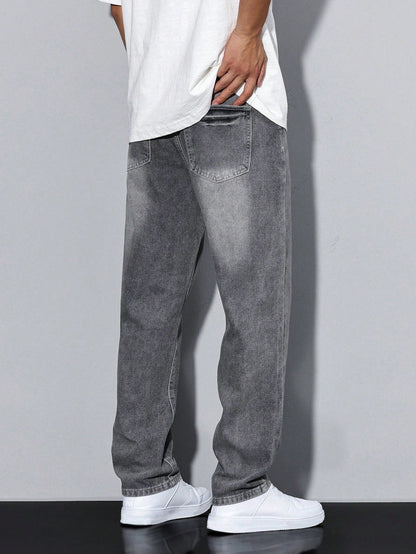 Straight-Leg Washed Jeans