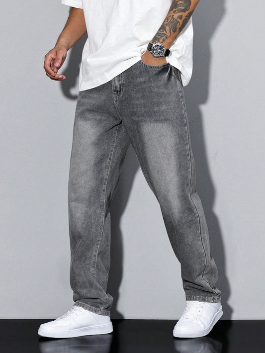 Straight-Leg Washed Jeans